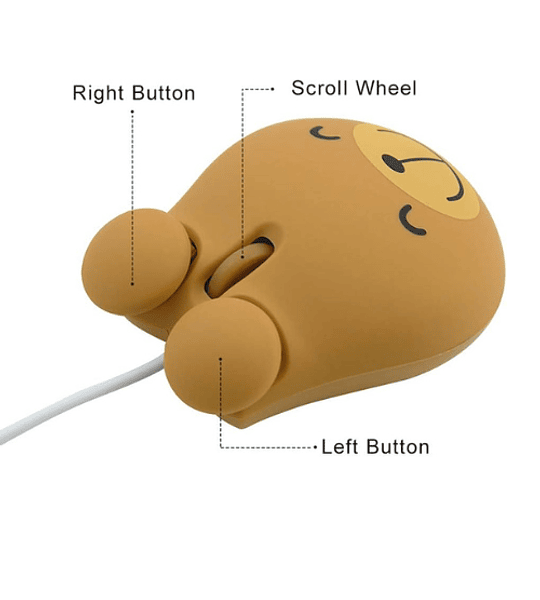 Raton Para Niño Mini Mouse Optico Con Cable Ergonómico Diseño de Oso