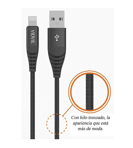 Cable Carga Rapida Apple Lightning Negro Vidvie CB491i