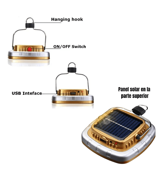 Lampara Luz Multifuncional Panel Solar Recargable 12 Horas s 0506