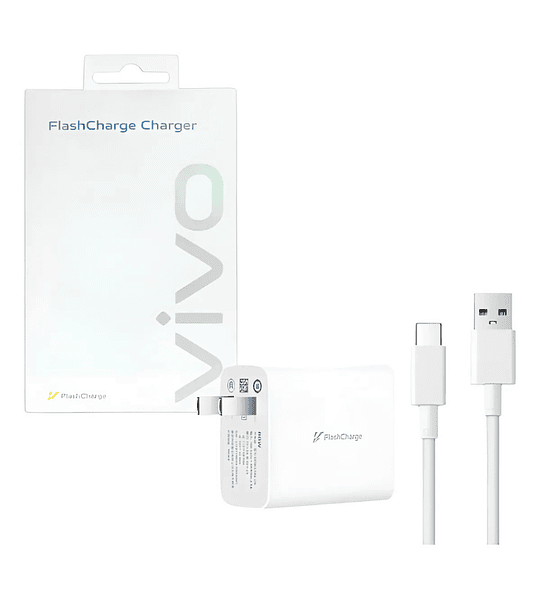 Kit Flash Charge Vivo 80W Cargador + Cable Original USB-C