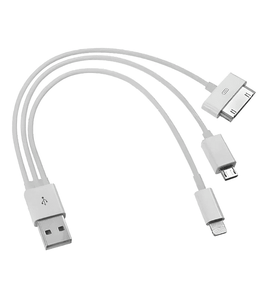 Cable Usb 3 En 1 – Lightning / Micro Usb / 30 Pines – Carga Y Transferencia Universal
