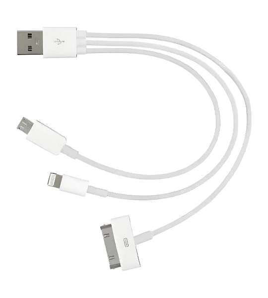 Cable Usb 3 En 1 – Lightning / Micro Usb / 30 Pines – Carga Y Transferencia Universal