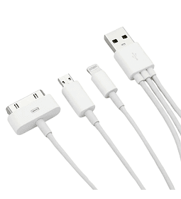 Cable Usb 3 En 1 – Lightning / Micro Usb / 30 Pines – Carga Y Transferencia Universal