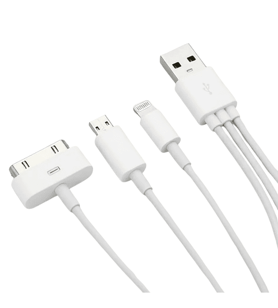 Cable Usb 3 En 1 – Lightning / Micro Usb / 30 Pines – Carga Y Transferencia Universal