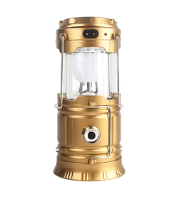 Lámpara de Camping Recargable con Panel Solar y Linterna Frontal 