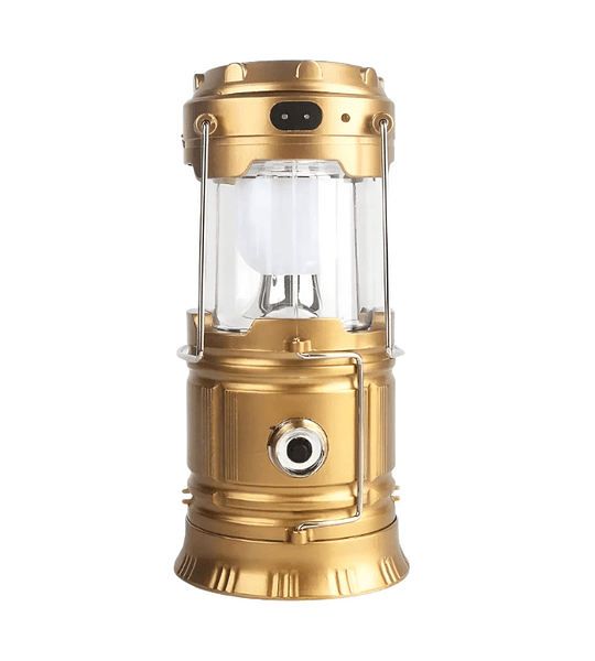 Lámpara de Camping Recargable con Panel Solar y Linterna Frontal 