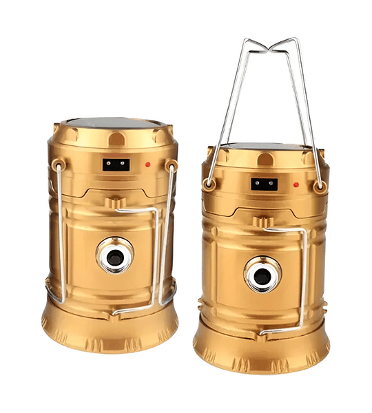 Lámpara de Camping Recargable con Panel Solar y Linterna Frontal 