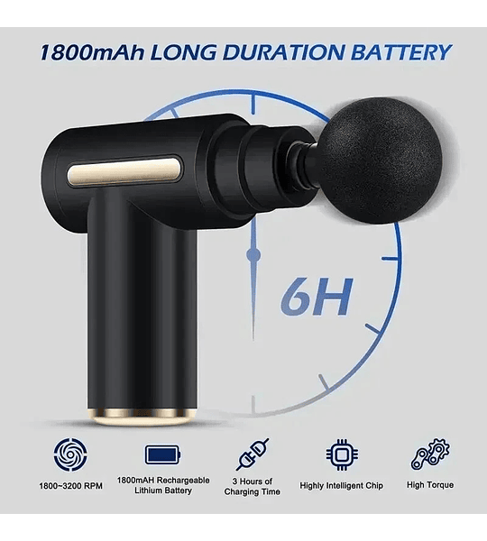 Pistola de Masaje Muscular Portátil – 4 Cabezales Intercambiables – Alivio y Relajación