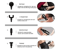 Pistola de Masaje Muscular Portátil – 4 Cabezales Intercambiables – Alivio y Relajación