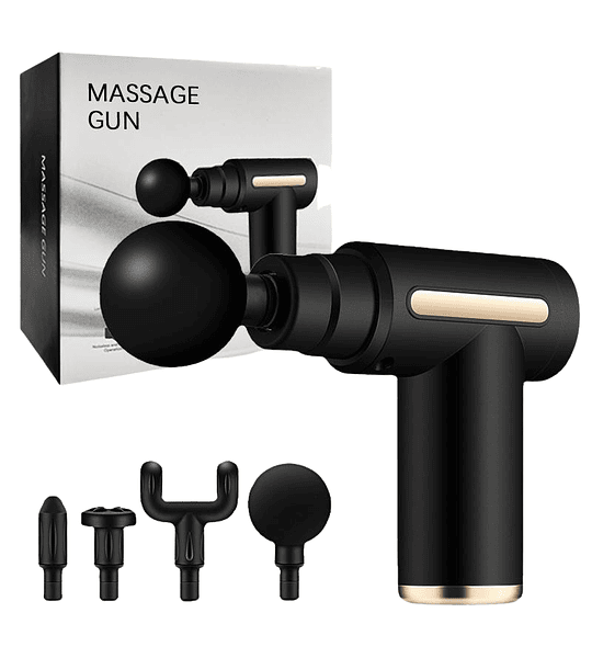 Pistola de Masaje Muscular Portátil – 4 Cabezales Intercambiables – Alivio y Relajación