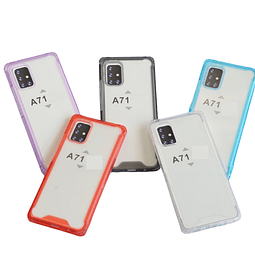Funda Samsung A71 Transparente Acrigel Bumper Antigolpes Con Bordes De Colores