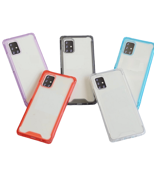Funda Samsung A51 Transparente Acrigel Bumper Antigolpes Con Bordes De Colores