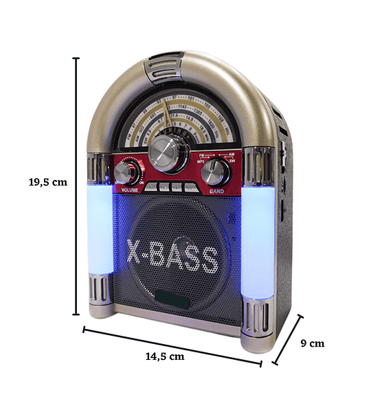 Radio Parlante Retro Nano-Tec NT-R1228 – AM/FM/SW con X-BASS, USB y SD