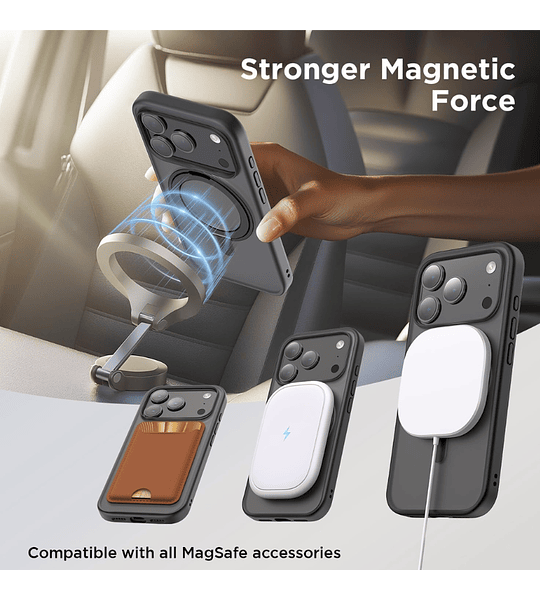Funda Americana iPhone 17 Pro Soporte Giratorio 360° Magnetico Protección Total