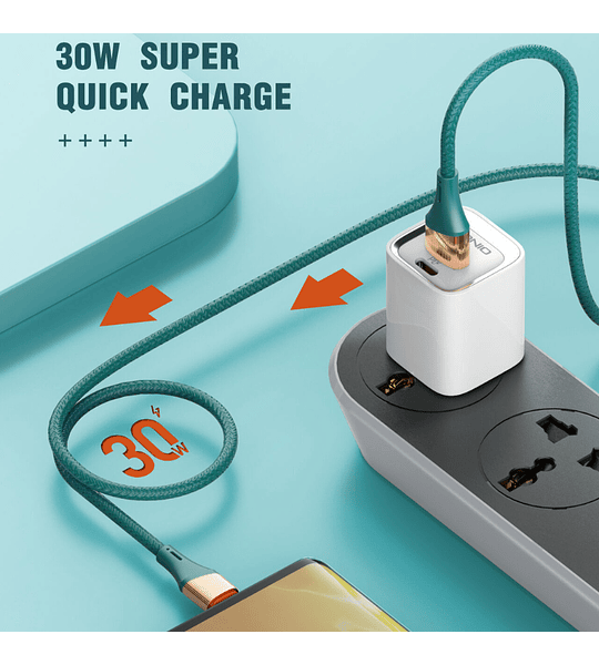 Cable de Carga Rápida 30W 2 Metros Reforzado Trenzado Tipo C 