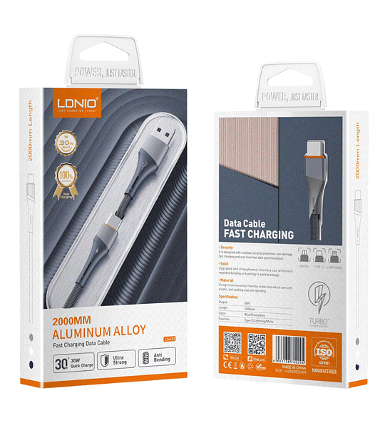 Cable de Carga Rápida 30W 2 Metros Reforzado Trenzado Tipo C 