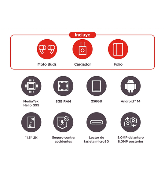 Tablet Lenovo Tab Plus 11.5” 2K + Funda Protectora + Audífonos Moto Buds 115