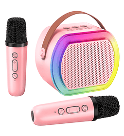 Mini Karaoke Inalámbrico Bluetooth 2 Micrófonos – Portátil para Fiesta y Hogar