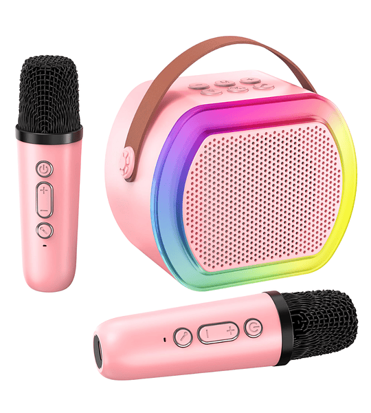 Mini Karaoke Inalámbrico Bluetooth 2 Micrófonos – Portátil para Fiesta y Hogar