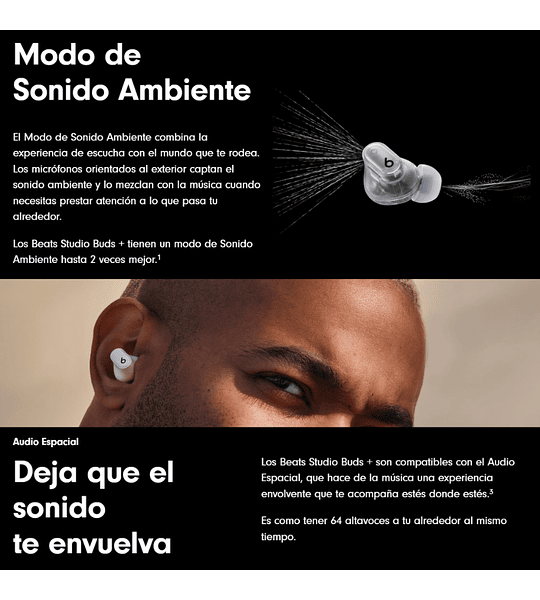 Audífonos Beats Studio Buds Plus Inalámbricos con Cancelación Activa de Ruido – Originales