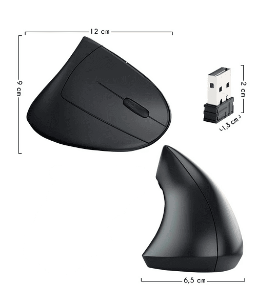 Mouse Ergonómico Vertical Inalámbrico USB Ajustable