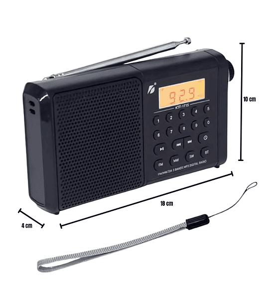 Radio Portátil KBroad KTS-1715 – 3 Bandas con Parlante Integrado