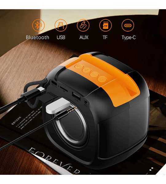 Parlante Bluetooth Portátil RGB con Luces LED, USB, AUX, TF y Batería Recargable