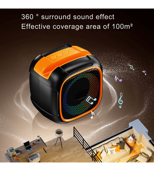 Parlante Bluetooth Portátil RGB con Luces LED, USB, AUX, TF y Batería Recargable