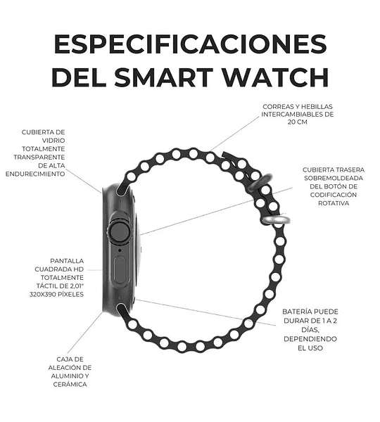 Reloj Inteligente T900 Ultra Deportivo – Bluetooth, Pulsómetro y Multi-Funciones