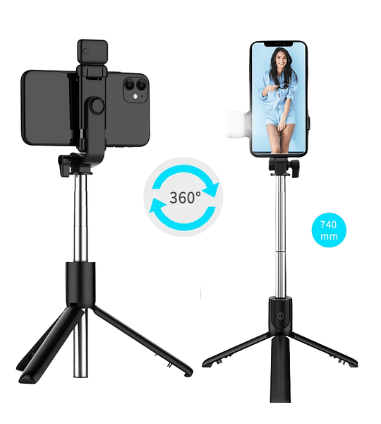 Selfie Stick Trípode R1S con Control Bluetooth y Luz LED Ajustable
