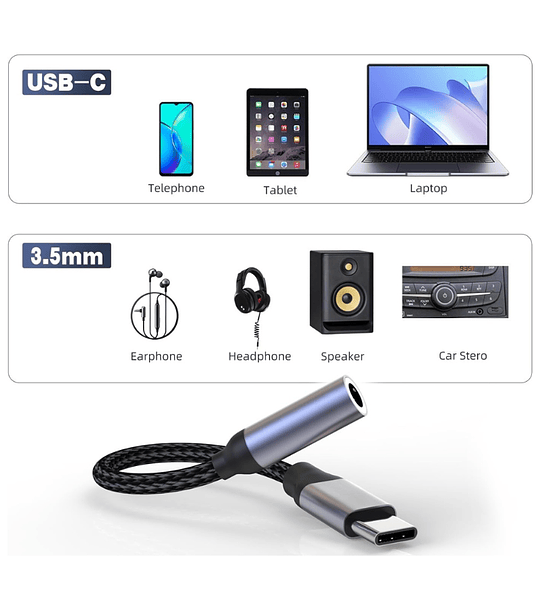 Convertidor Cable Adaptador Tipo C A Salida Tipo Audio Jack