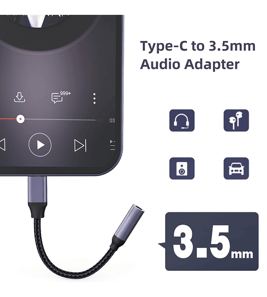 Convertidor Cable Adaptador Tipo C A Salida Tipo Audio Jack