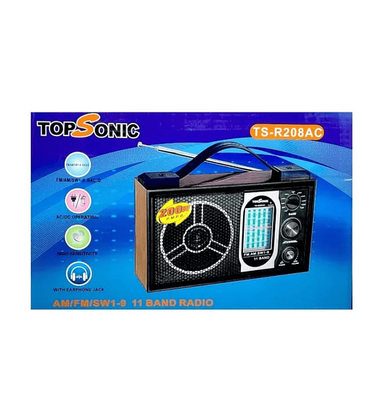 Radio Multibanda TopSonic TS-R208AC – 11 Bandas AM/FM/SW