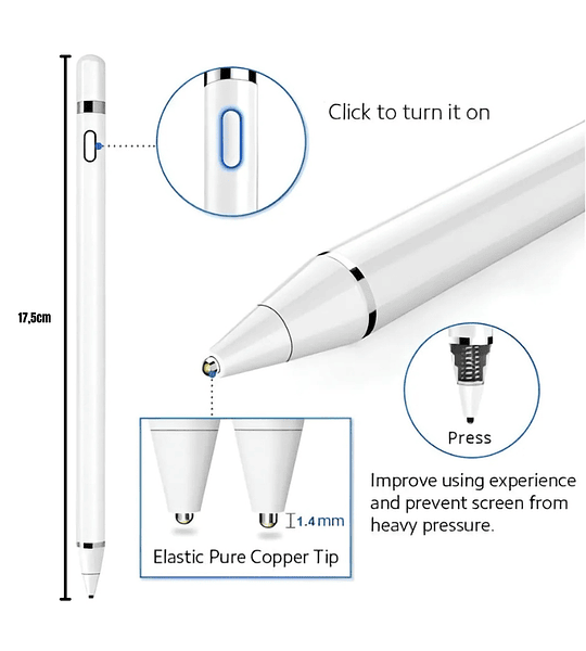Lápiz Stylus Activo Universal Recargable Tablet Y Celular
