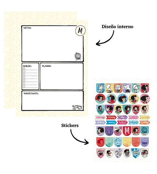 Cuaderno Cuadriculado 100 hojas Cosido Primavera Mafalda