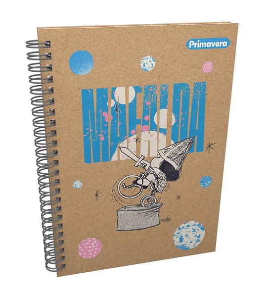 Cuaderno Argollado Pasta Dura Grande Kraft Diseño de Mafalda