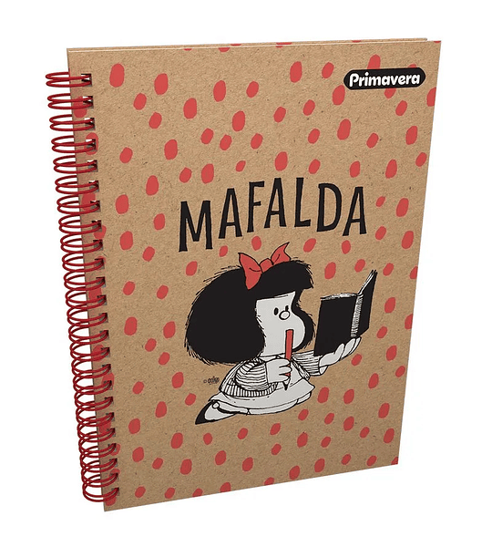 Cuaderno Argollado Pasta Dura Grande Kraft Diseño de Mafalda