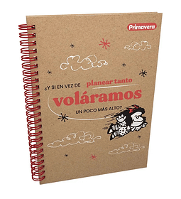 Cuaderno Argollado Pasta Dura Grande Kraft Diseño de Mafalda