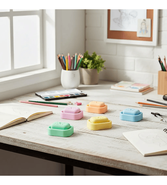 Gomas de Borrar Tipo Jabón Diseño Cute – Set Coleccionable de Papelería Hermosa