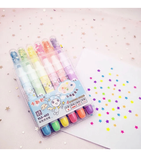 Resaltadores De Colores Con Punta En Forma De Estrella