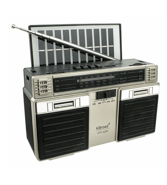 Radio Portátil KBroad KTF-2209 Solar AM FM SW USB TF Recargable con Panel Solar