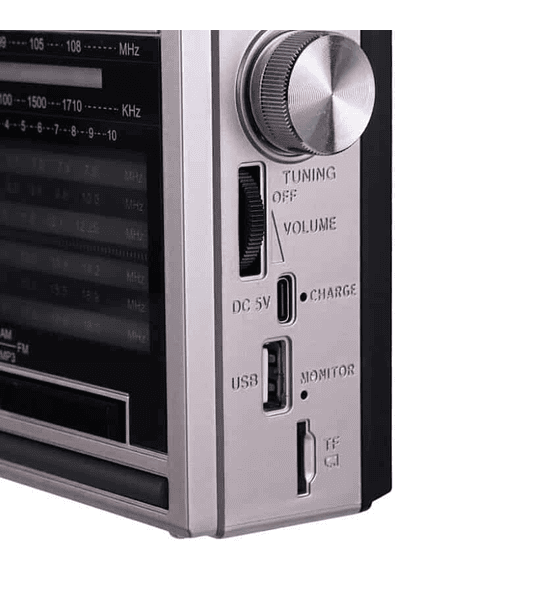 Radio Portátil KBroad KTF-2211 AM FM SW Recargable con Panel Solar USB MicroSD