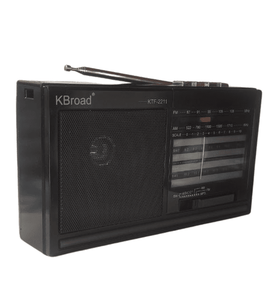 Radio Portátil KBroad KTF-2211 AM FM SW Recargable con Panel Solar USB MicroSD