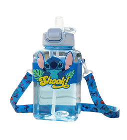 Botella de agua Infantil 750 ml con Pitillo y Correa Ajustable – Botella Escolar Resistente
