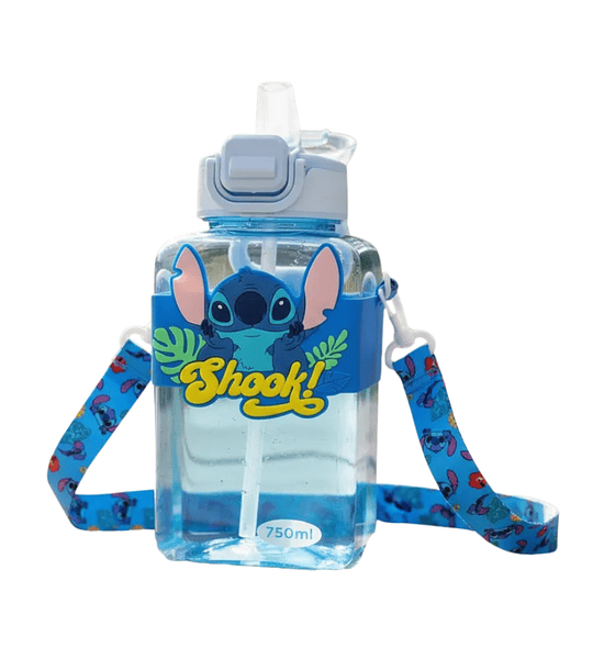 Botella de agua Infantil 750 ml con Pitillo y Correa Ajustable – Botella Escolar Resistente