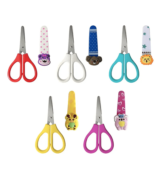 Tijeras Escolares Infantiles con Protector Diseño Animal