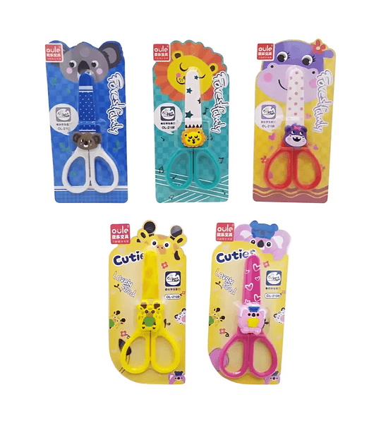 Tijeras Escolares Infantiles con Protector Diseño Animal