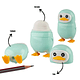 Tajalápiz con Borrador 3 en 1 Diseño Pingüino Cute Escolar con Depósito