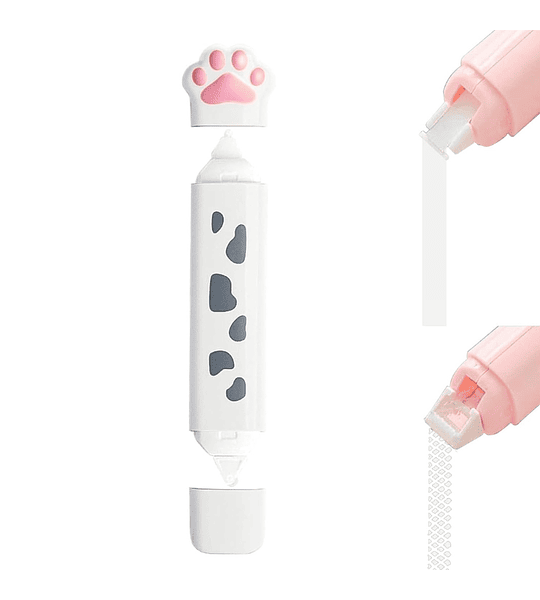 Cinta 2 en 1 Diseño Patita Corrector Blanco + Pegamento Doble Cara