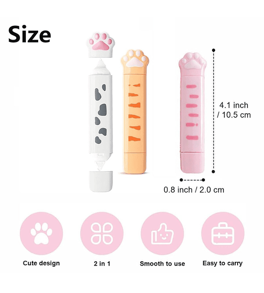 Cinta 2 en 1 Diseño Patita Corrector Blanco + Pegamento Doble Cara